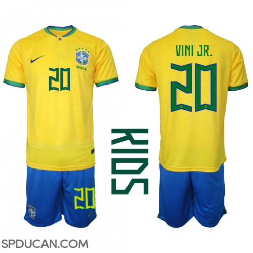 Dječji Nogometni Dres Brazil Vinicius Junior #20 Domaci SP 2022 Kratak Rukav (+ Kratke hlače)